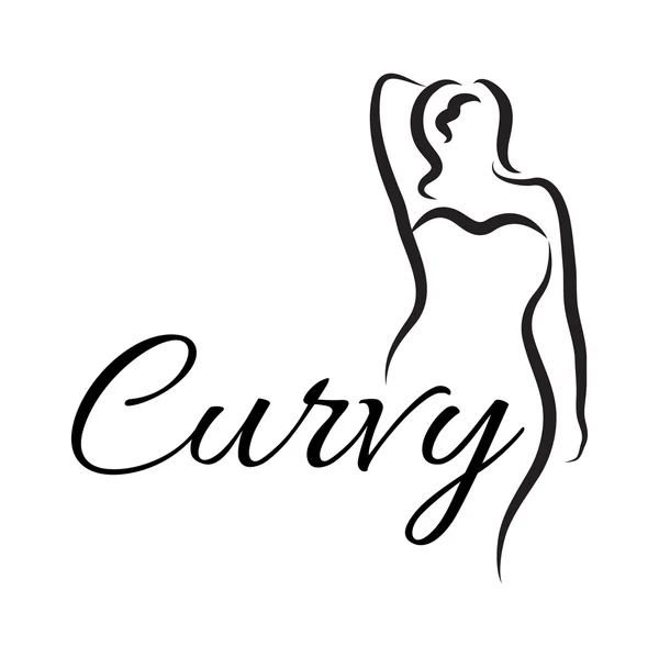 Logo femme taille plus. Curvy femme symbole, logo. Illustration vectorielle — Image vectorielle