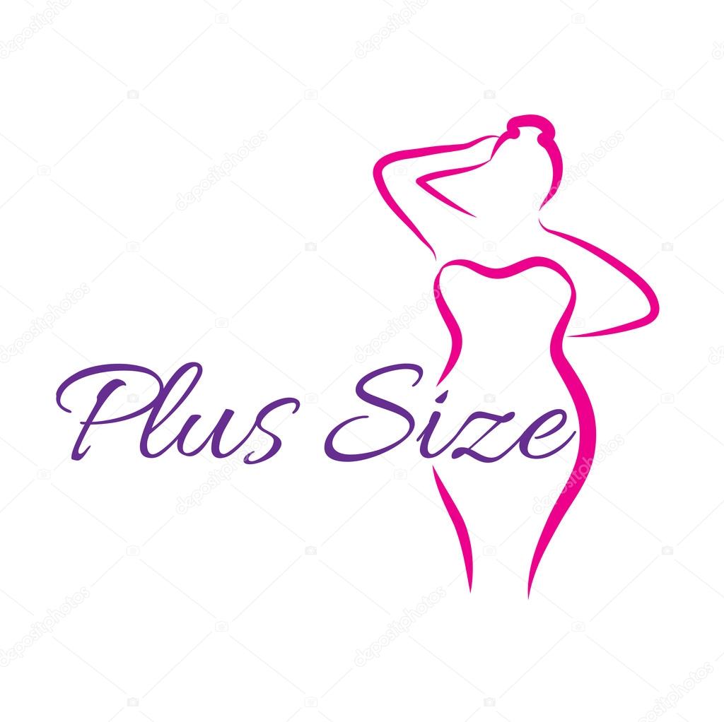 Logo plus woman. Curvy woman symbol, logo. Vector illustration Stock Vector by #117854544