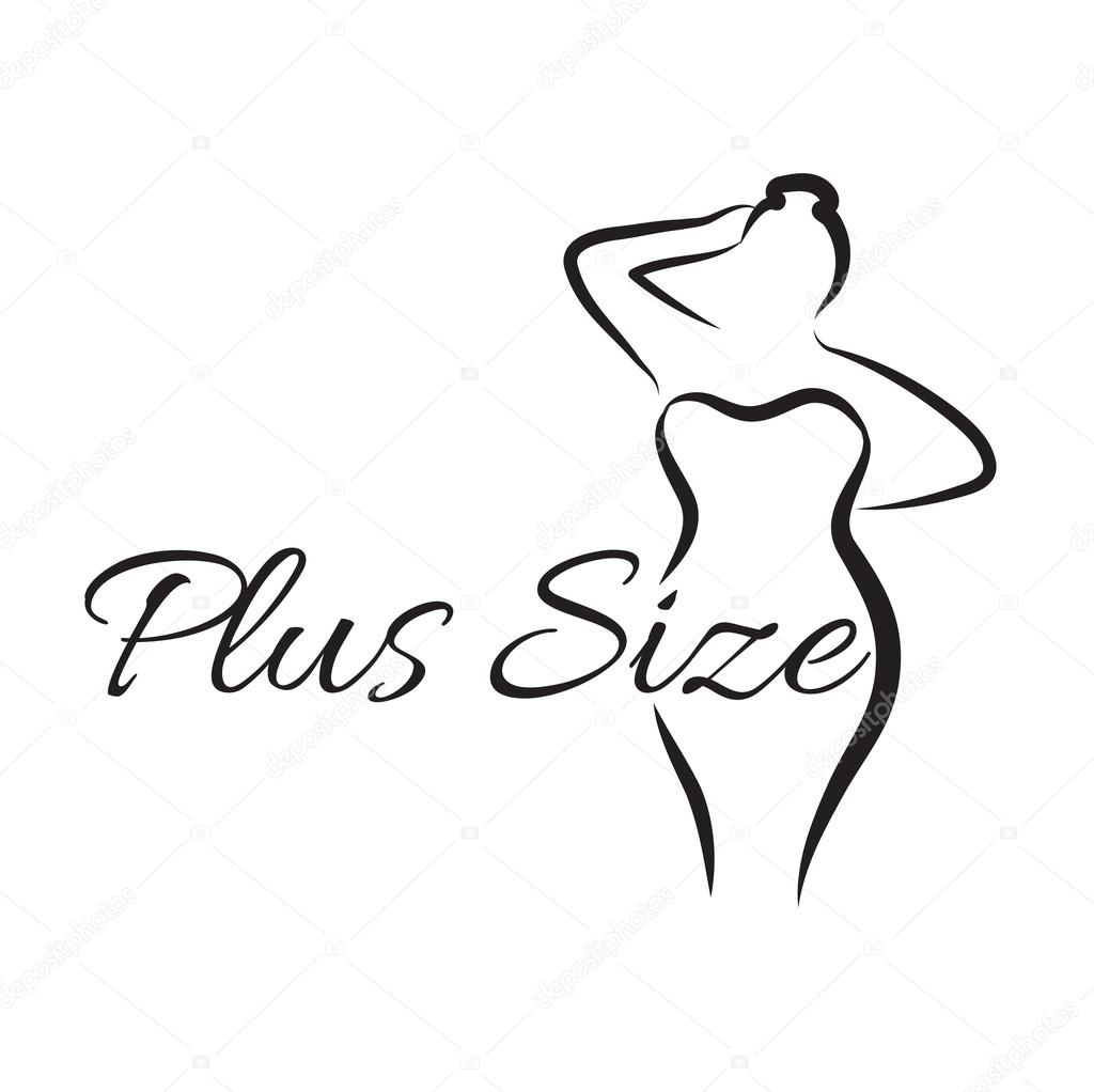 Logo plus size woman. Curvy woman symbol, logo. Vector illustration