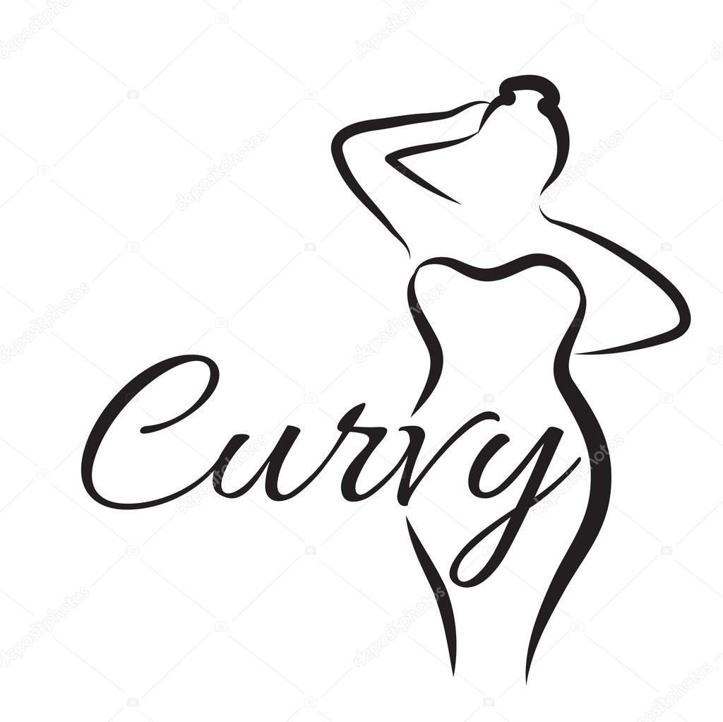 Logo plus size woman. Curvy woman symbol, logo. Vector illustration