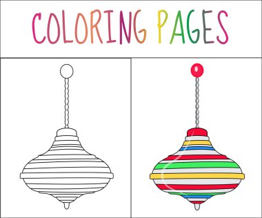 Boyama kitabı sayfası. whirligig oyuncak. Eskiz ve renk versiyonu. Çocuklar için boyama. Vektör çizimi