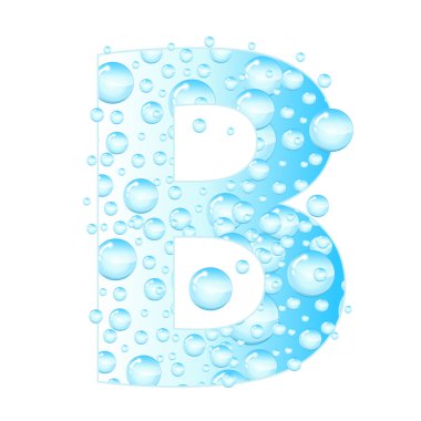 Harfler kabarcıklar, Su damlacıkları sabun. Su kabarcıkları mektup. Aqua mektup. Vektör çizim.