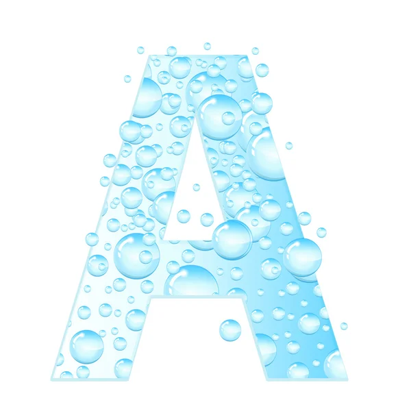 Γράμματα σαπούνι φυσαλίδες, σταγονίδια νερού. Επιστολή από τις φυσαλίδες νερού. Το Aqua επιστολή. Εικονογράφηση διάνυσμα. — Διανυσματικό Αρχείο