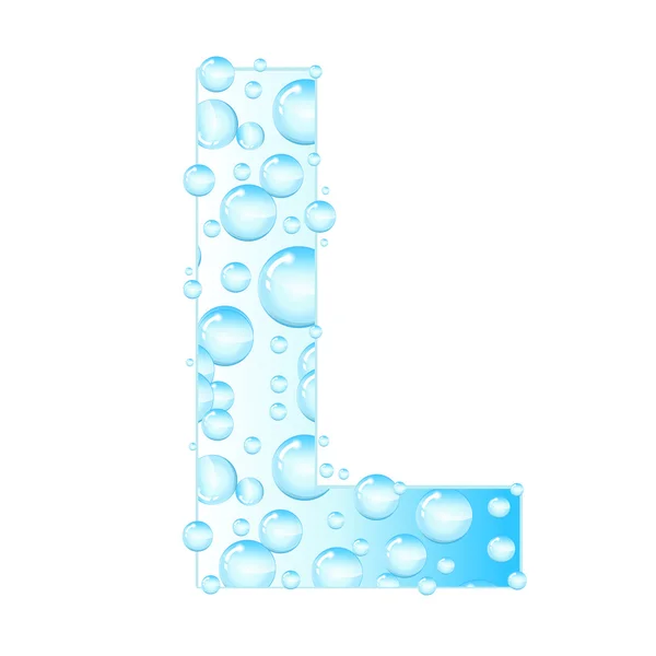 Letters soap bubbles, water droplets. Letter from the water bubbles