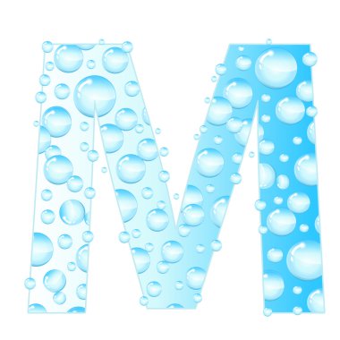 Harfler kabarcıklar, Su damlacıkları sabun. Su kabarcıkları mektup. Aqua mektup. Vektör çizim.