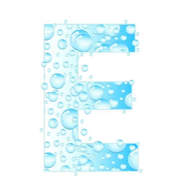 Buchstaben Seifenblasen, Wassertropfen. Brief aus den Wasserblasen. Aqua-Brief. Vektorillustration. — Stockvektor