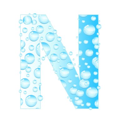 Harfler kabarcıklar, Su damlacıkları sabun. Su kabarcıkları mektup. Aqua mektup. Vektör çizim.