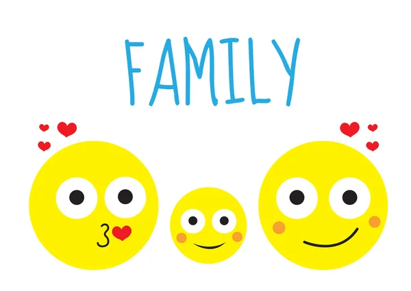 Família feliz sorrisos redondos, mãe, pai e filho. Ilustração vetorial — Vetor de Stock