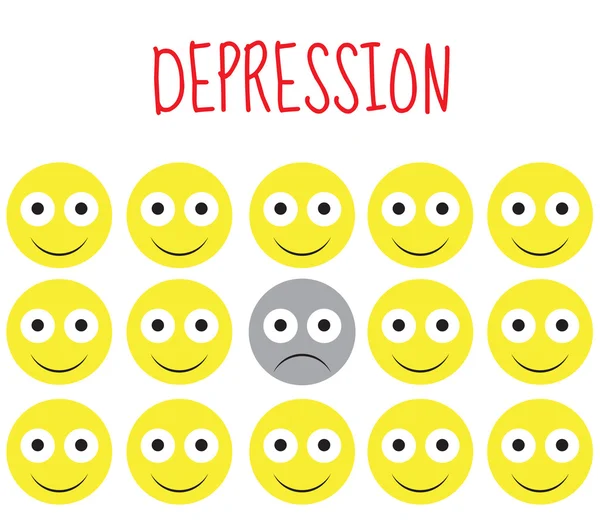 Vettore sorridente, depressione, tristezza, emozioni. Illustrazione vettoriale — Vettoriale Stock