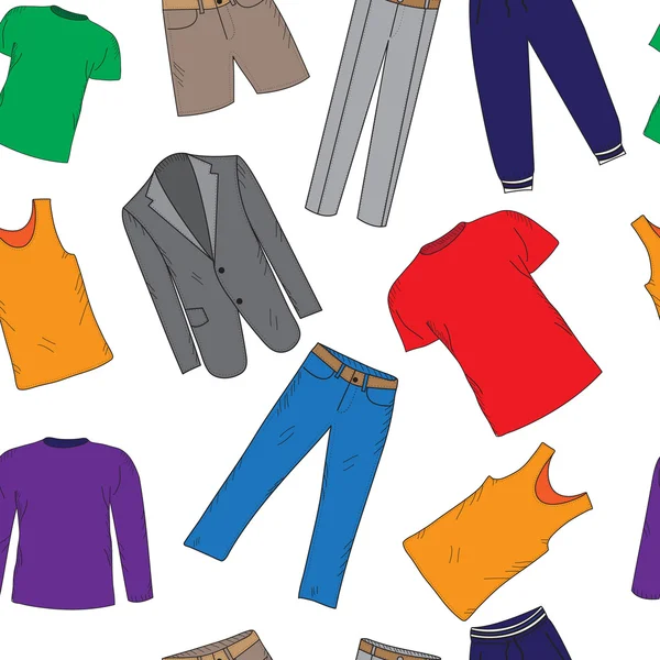 Ανδρικά ρούχα χωρίς υφή, σχέδιο χεριού, στυλ. Απεικόνιση διανυσματικών φορέων — Διανυσματικό Αρχείο