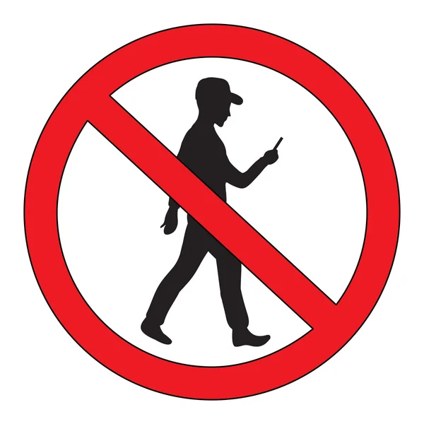 Красный тревожный знак. Знак запрета. Сигнал о запрете игры по телефону. Векторная иллюстрация ; — стоковый вектор