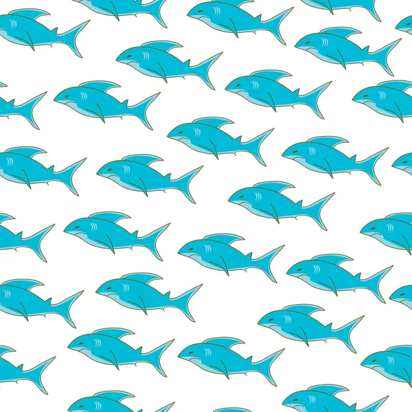 Cápa varrat nélküli textúra, cápa mintázat, cápa tapéta. Vektoros illusztráció — Stock Vector
