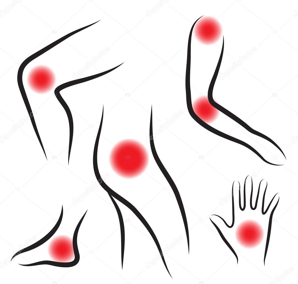 Set of body joints, joint pain. Vector illustration