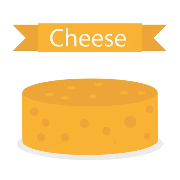 Queijo redondo isolado sobre fundo branco. Estilo liso de queijo. Ilustração vetorial . — Vetor de Stock