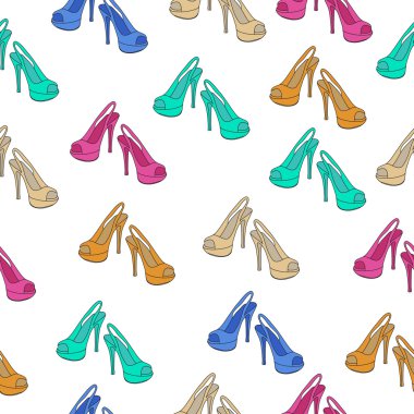 Ayakkabı çizim sorunsuz doku el. Ayakkabı hattı, doodle tarzı. Vektör çizim