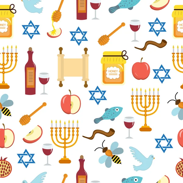 Nahtloses Muster, Textur für das jüdische neue Jahr. rosh hashanah, shana tova Hintergrund Tapete. Vektorillustration. — Stockvektor