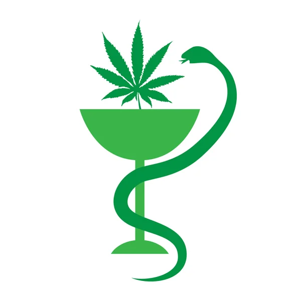 Ikon logo medis Marijuana. Cannabis medis. Ilustrasi vektor - Stok Vektor