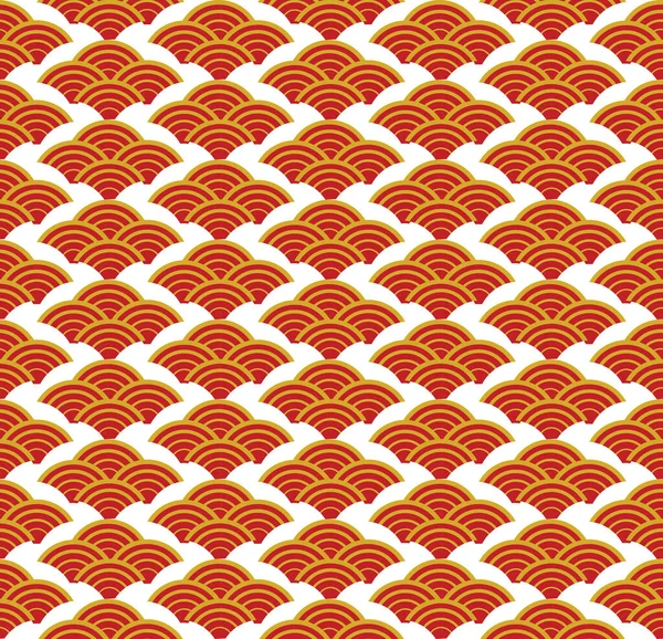 Chinese style red gold seamless pattern. Repeating texture, background. Vector illustration — Stock Vector