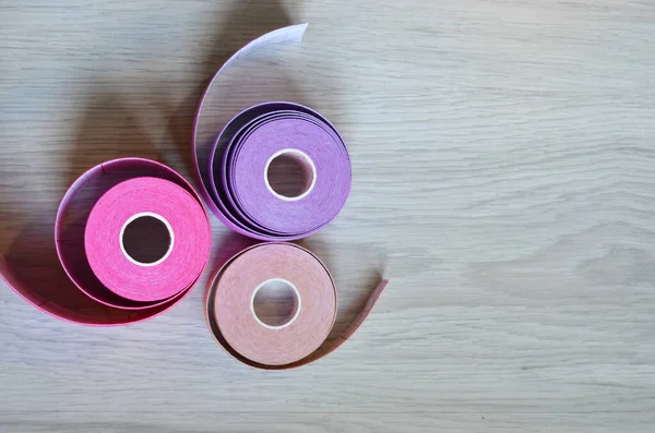 Kinesiological tape rolls. Anti-pain taping for athletes for weight loss, anti-wrinkle — 스톡 사진