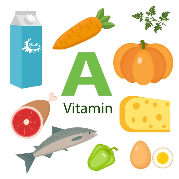 Zdravotní přínosy informace vitaminu A nebo retinol infographic, vektorové ilustrace — Stockový vektor