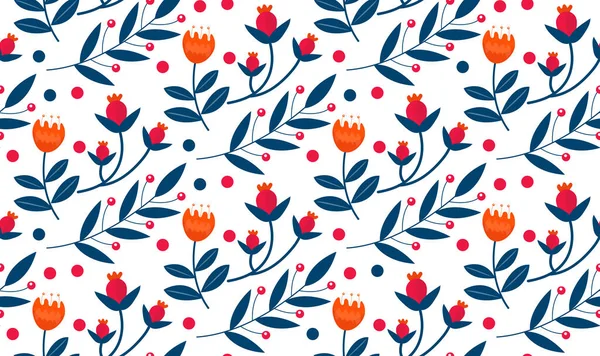 Kerstplanten naadloos patroon. Vrolijk kerstfeest herhalende textuur winterbloemen.Tileable Holiday achtergrond. Vecto illustratie — Stockvector