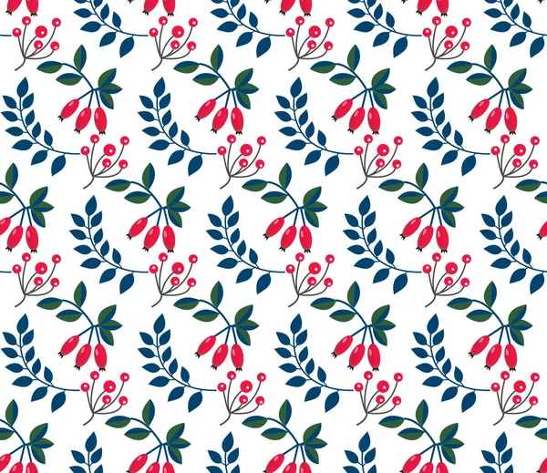 Weihnachtspflanzen nahtloses Muster. Frohe Weihnachten wiederholende Textur Winter flowers.Tileable Urlaub Hintergrund. Vecto-Illustration — Stockvektor