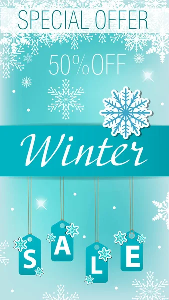 Venda de inverno Oferta especial flyer, banner, story, poster Ilustrações vetoriais — Vetor de Stock