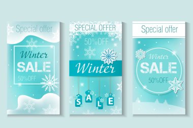 Kış indirimi broşür, afiş, hikaye, poster. Vektör illüstrasyonu
