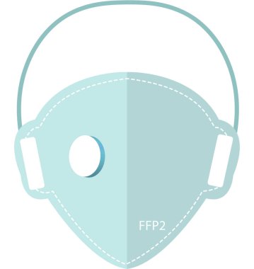 ffp2 koruyucu maske Coronavirus covid 19 ikon düz stil. Biyo-güvenlik solunum tıbbı konsepti. Vektör illüstrasyonu