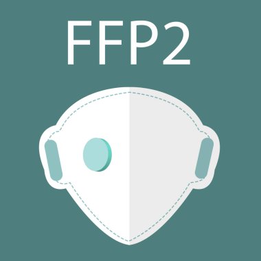 ffp2 koruyucu maske Coronavirus covid 19 ikon düz stil. Biyo-güvenlik solunum tıbbı konsepti. Vektör illüstrasyonu