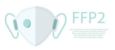 ffp2 koruyucu maske Coronavirus covid 19 ikon düz stil. Biyo-güvenlik solunum tıbbı konsepti. Vektör illüstrasyonu
