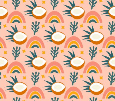 Merhaba yaz boho soyut yaratıcı çağdaş estetik desen. Vektör illüstrasyonu