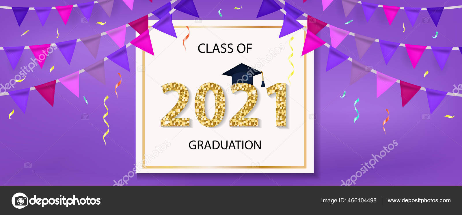 卒業帽子と光沢のある数字であなたのデザインのための21年卒業お祝いのテンプレートのクラス ベクターイラスト ストックベクター C Amelie1