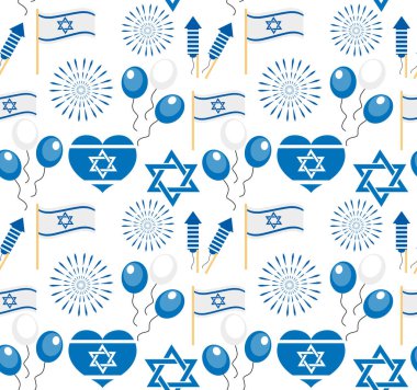 İsrail Bağımsızlık Günü 'nüz kutlu olsun. Yahudi Tatilleri. Sonsuz geçmiş, doku. Vektör illüstrasyonu.