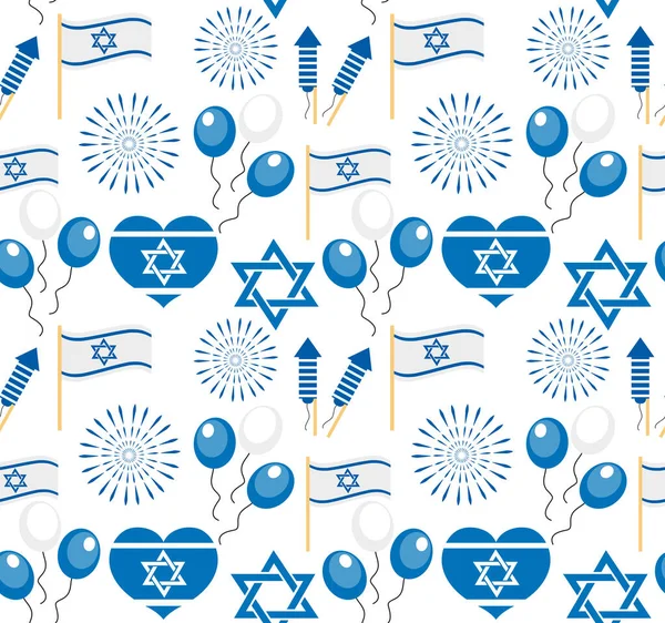 Szczęśliwego Dnia Niepodległości Izraela bezproblemowy wzór. Żydowskie święta niekończące się tło, tekstura. Ilustracja wektora. — Wektor stockowy