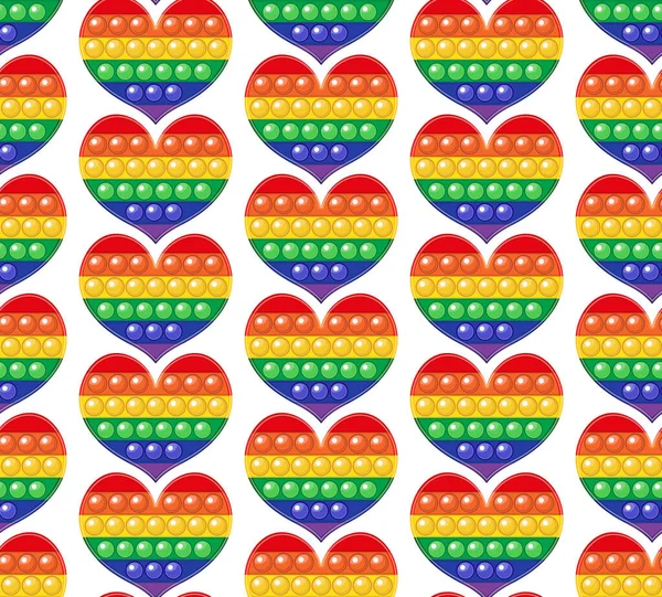 Popit bunte Regenbogen nahtlose Muster Fidget sensorische Antistress-Spielzeug Pop es endlose Textur drucken Hintergrund — Stockvektor