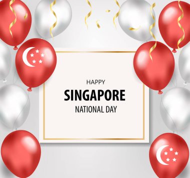 Singapur ulusal bayram kartı, tasarımınız için şablon. Bağımsızlık Günü. Vektör illüstrasyonu.