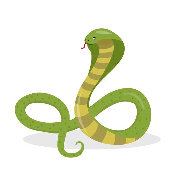 King cobra style dessin animé plat. Serpent isolé sur fond blanc, élément logo. Illustration vectorielle — Image vectorielle