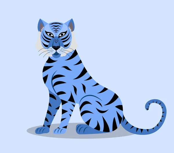 Zodiaco de tigre de agua azul. Año del Tigre Año Nuevo Chino 2022. Ilustración vectorial — Vector de stock