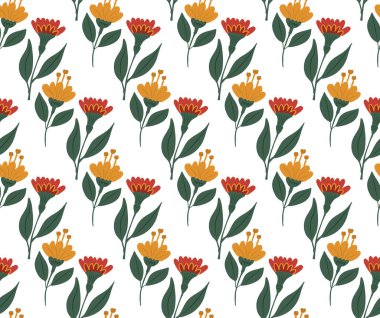 Klasik çiçeklerin pürüzsüz desenleri, modaya uygun baskılar. Çiçeksel yinelenen doku, arka plan. Vektör illüstrasyonu