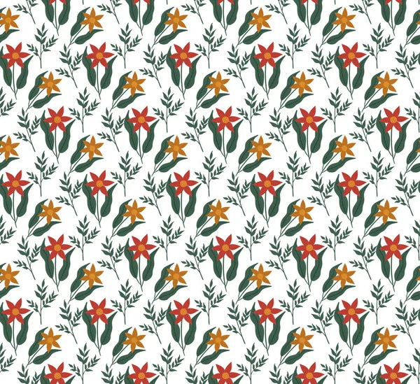 Vintage bloemen naadloos patroon, trendy print. Bloemen herhalende textuur, achtergrond. Vectorillustratie — Stockvector