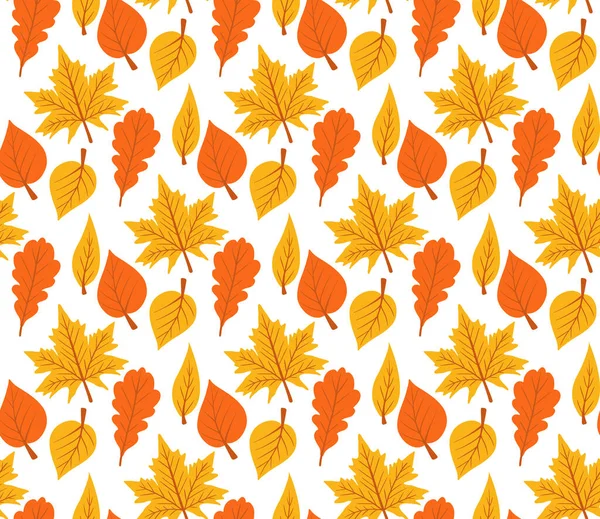 Zökkenőmentes minta színes őszi levelekkel. Vektorillusztráció — Stock Vector
