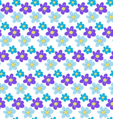 Basit çiçek deseni. Moda tekrarlayan doku baskısı, arkaplan. Vektör illüstrasyonu