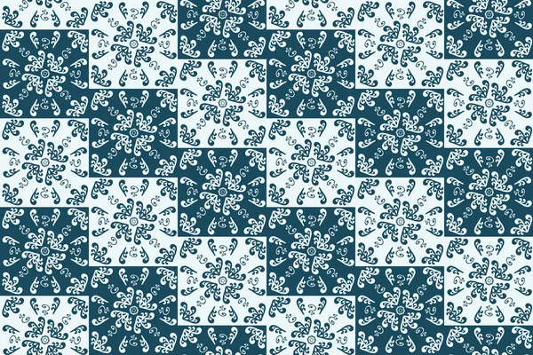 Sizilianische blaue Keramikfliese Muster, sich wiederholende Textur Druck, Hintergrund. Vektorillustration — Stockvektor