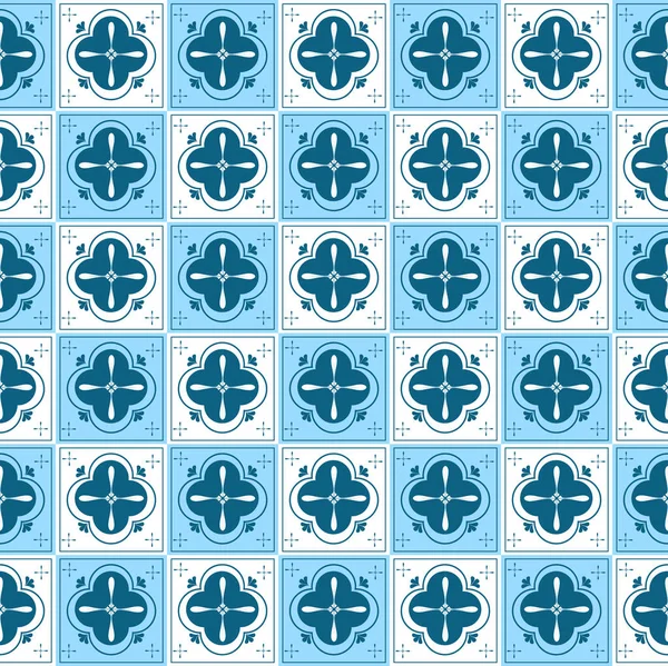 Sicilské modré keramické dlaždice vzor, opakující textury tisk, pozadí. Vektorová ilustrace — Stockový vektor
