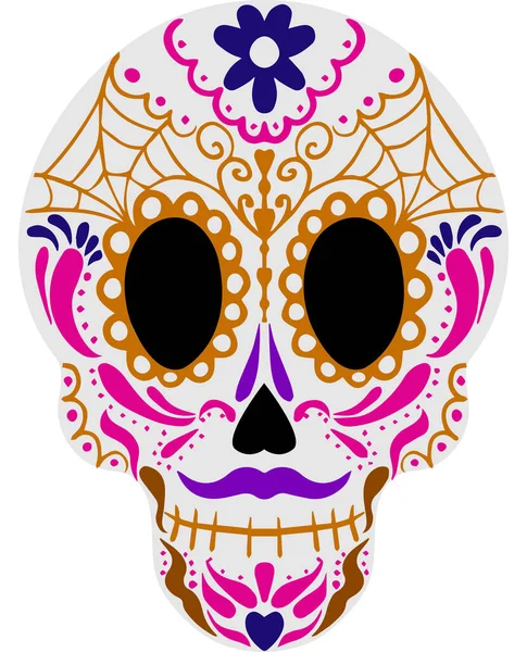 Día de la Calavera Muerta. Cráneo flor de azúcar. Tatuaje de cráneo. Ilustración vectorial — Archivo Imágenes Vectoriales