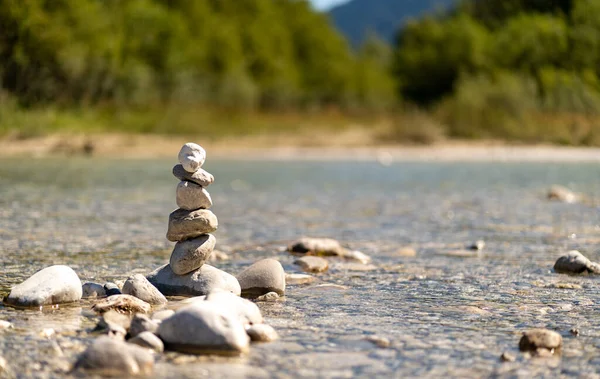 Stone Tower Shallow River — Stock Photo, Image