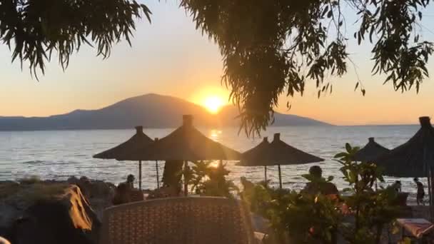 Tramonto sul mare Adriatico a Durazzo Albania — Video Stock