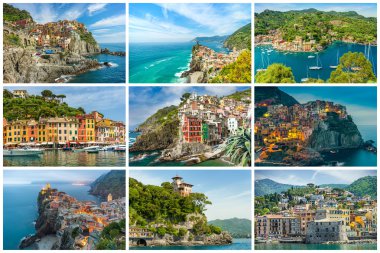 Manzara Liguria kolaj, İtalya, Europe