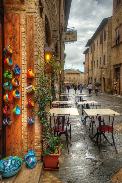 Alley san gimignano Toszkána Olaszország — Stock Fotó